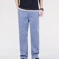 thumbnail image 2 of Mens Classic Relaxed Fit Jeans Stretch Casual Baggy Y2k Skater Vintage Plain Pants Casual Wide Leg Jeans Loose Fit Denim Pants Big & Tall Size M-5XL Blue, 2 of 8