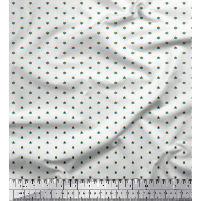 Soimoi Moss Georgette Fabric Diamond Shirting Print Fabric by The Yard 42 Inch Wide