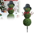 thumbnail image 5 of 32in Christmas Snowman Topiary - Christmas Snowman Shaped Tree with Red Berries Santa Hat Topiary Snowman for Christmas Indoor/Outdoor Decorations,Snowman Decor,Christmas Decors (D), 5 of 7