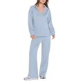 thumbnail image 2 of Conjuntos de Dos Piezas para Mujer, Moda de Otoño 2025, Pantalones Anchos, Conjunto de Estar por Casa, para Viajes y Vacaciones. Azul S, 2 of 9