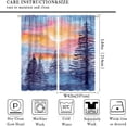 thumbnail image 2 of Forest Curtains Watercolor Misty Forest Orange Sunset Nature Scenery Colorful Art Print for Bedroom Living Room Decor Rod Pocket Blackout Window Drape 84x84in, 2 of 6