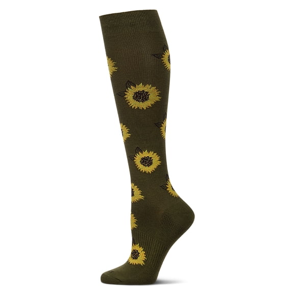 MeMoi Women's Sunflower Bamboo Compression Socks, 9-11, Olive