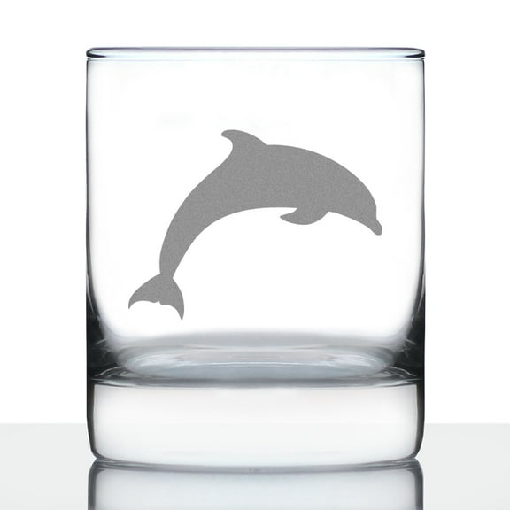 Bevvee Whiskey Rocks Glass 10.25 oz Dolphin Silhouette Ocean Enthusiast Gifts Glassware & Drinkware