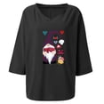 thumbnail image 4 of YUNAFFT Womens Tops Casual Loose Fashion Women's Valentine's Day V-Neck Printing Vintage RetroFlax 3/4 Sleeve Loose Top On Sale, 4 of 6