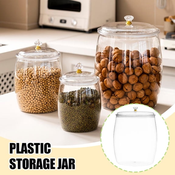 Large Plastic Storage Jar with Lid – 2.2-18L Clear Cookie & Candy Container, Airtight Food Canister for Kitchen, Pantry & Home