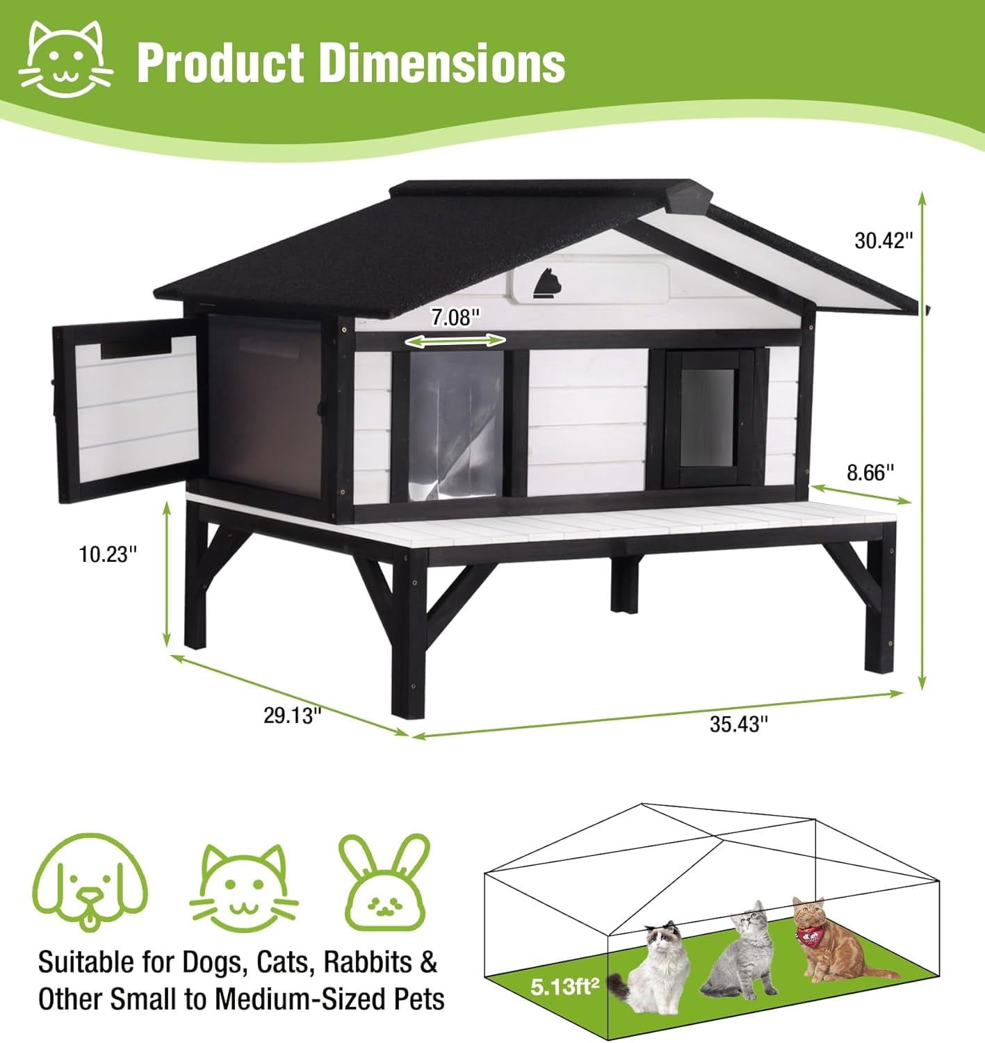 Aivituvin Heated Cat House for Outside, Outdoor Cat House Insulated with Electric Heating Blanket, Bite-Resistant Wires, Weatherproof Feral Cat Shelter for Winter