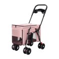 thumbnail image 4 of Cochecito para perros Yinane carrito de transporte plegable con cremallera Rosa, 4 of 8