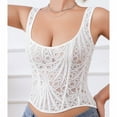 thumbnail image 6 of Ugoldhm Women's Floral Lace Corset - Textured Lace-Up Shapewear Overbust Double Layer Bustier, 6 of 8