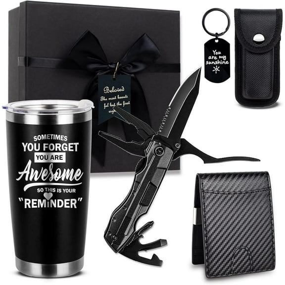 Birthday Gifts for Men Funny Christmas Gifts Baskets for Him Father’s Day for Dad Anniversary Who Have Everything for Husband, Boyfriend, Brother, Son, Grandpa Tumbler Multitool Gift Set