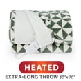 thumbnail image 3 of Sunbeam Heated Sage Green Triangle Throw Blanket Microplush 4 Heat Settings 50x70, 3 of 11
