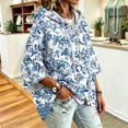 thumbnail image 4 of Oversized Hoodies for Women 3/4 Sleeve Floral Graphic Hooded Sweatshirt Loose Fit Pullover Casual Fall Outfits Soft Daily Going Out Pullover Tops, 4 of 6