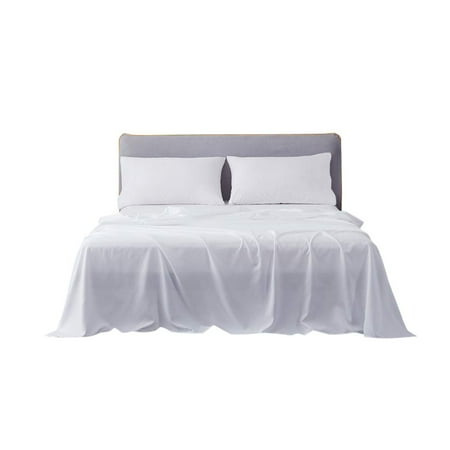 4pc Super Single Size Attached Waterbed Sheets with 15 Inch Deep Pocket Solid White - 1500 Series Brushed Microfiber Hotel Quality Bed Sheets for Waterbed by The Great American Store