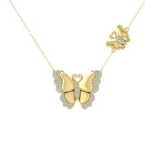 ARAIYA FINE JEWELRY 10K Yellow Gold Lab Grown Diamond Butterfly Pendant with Gold Plated Silver Cable Chain Necklace (1/3 cttw, D-F Color, VS Clarity) 18"