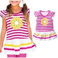 thumbnail image 3 of Ugoldhm Girls Ruffle Short Sleeve T-Shirt, Cute Flower Print Babydoll Striped Crewneck Summer Tee (Ages 1-10), 3 of 6