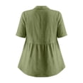 thumbnail image 4 of Craaazy Women's Loose Fit Collared Blouse, Solid Color Short Sleeve Button Down Shirt, Breathable Cotton Linen Casual Top for Daily Wear, Work & Weekend Gifts, 4 of 9