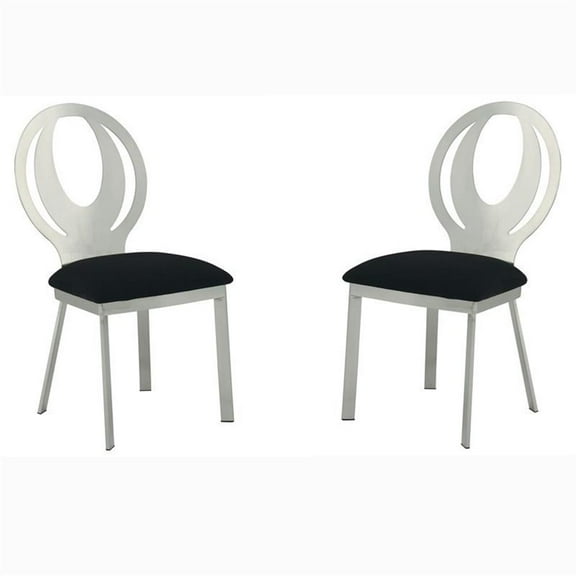 Furniture of America Myer Stainless Steel Dining Chair in Silver (Set of 2)