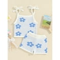 thumbnail image 4 of Bslissey Toddler Baby Girls Summer 2Pcs Outfits Floral Print Sleeveless Tie-up Cami Tops + Elastic Waist Shorts 6M 12M 18M 24M 3T Infant Casual Cute Shorts Sets, 4 of 8