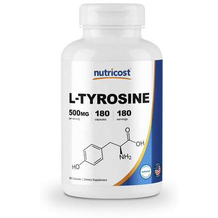 Nutricost L-Tyrosine 500mg, 180 Capsules - Non-GMO & Gluten