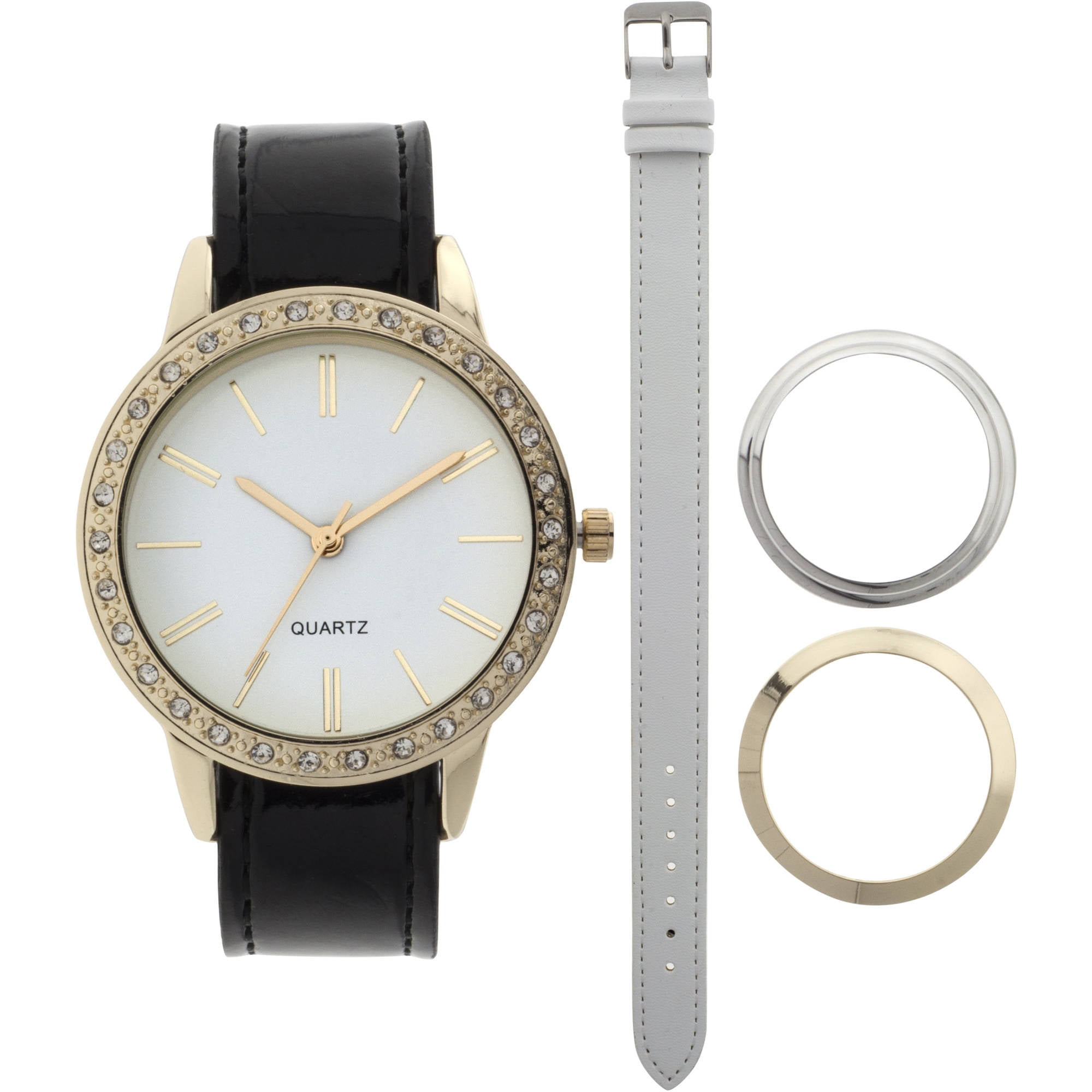 Women's Round GoldTone Watch with 4Piece Interchangeable Bezel and
