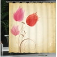 thumbnail image 4 of Ambesonne Floral Shower Curtain, Red Flowers Nature, 69"Wx84"L, Sand Brown Red Pink, 4 of 5