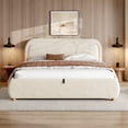 thumbnail image 3 of Noble House King Hydraulic Lift Storage Platform Bed,Boucle Upholstered with Hidden Under-Bed Storage,Beige, 3 of 9