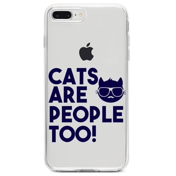 DistinctInk Clear Shockproof Hybrid Case for iPhone 7 PLUS / 8 PLUS (5.5" Screen) TPU Bumper Acrylic Back Tempered Glass Screen Protector - Cats Are People Too
