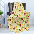 thumbnail image 4 of Fruits Soft Flannel Fleece Blanket, Diagonal Checkered Pattern with Apples and Slices Retro Country Kitchen Theme, Cozy Plush for Indoor and Outdoor Use, 50" x 70", Green Red Yellow, by Ambesonne, 4 of 5
