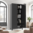 thumbnail image 2 of Xukmct 71" Tall Kitchen Cabinet with 5 Inner Shelves, 2 Doors Pantry Storage Cabinet for Bedroom, Living Room, Kitchen, Black, 2 of 10