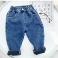 thumbnail image 2 of Mercatoo Newborn Baby Fleece Lined Jeans Toddler Elastic Waist 𝐒herp𝐚 Skinny Fit Padded Winter Warm Denim Pants with 𝐏ockets, 2 of 7