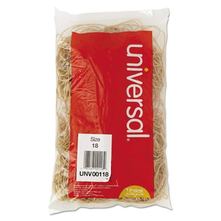 Universal Rubber Bands, Size 18, 0.04" Gauge, Beige, 1 lb Box, 1,600/Pack -UNV00118