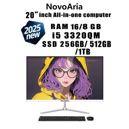 NovoAria20" All-in-One PC, Intel Core i5-3320QM, 16GB RAM,1024GB SSD, Touchscreen, Windows 10 Home, White