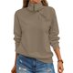 thumbnail image 2 of Sudadera con Cremallera para Mujer, Cuello Alto, Larga, Informal, Holgada, Tops Caqui M, 2 of 9