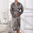 thumbnail image 4 of Birdeem Men Solid Casual Long Sleeves Lace-Up Home Pocket Long Pajama Robe, 4 of 9