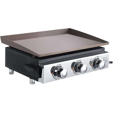 TACKLIFE 23in Tabletop Propane Gas Grill,Portable Griddle with 3 Burners, Stainless Steel
