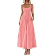 thumbnail image 1 of Vestido largo PRETTYGARDEN para mujer, fruncido, verano, playa, rosa, 1 of 9