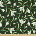 thumbnail image 2 of Ambesonne Garden Art Fabric by the Yard Upholstery, Snowdrop Flowers Pattern, 1 Yard, Dark Green Pale Green, 2 of 5