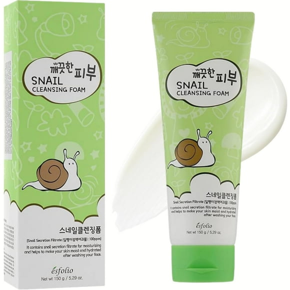 esfolio Snail Cleansing Foam – Nourishing Face Wash for Hydrated & Smooth Skin – Korean Skincare with Snail Extract for Deep Pore Cleansing & Anti-Aging – Gentle Foaming Facial Cleanser (5.29oz-150g)