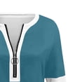 thumbnail image 6 of thefmos Women Plus Size V Neck 3/4 Sleeve Zipper Color Block Pullover Tops for Fall Winter Cute Trendy Casual Basic Tshirt Solid Comfy Blouses Everyday Business Work Clothes, Navy L, 6 of 6