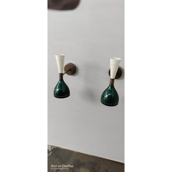 Diabolo Wall Sconces Etalian Matalic Green and Off White Fixtures Lights