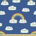 thumbnail image 2 of Ambesonne Cartoon Fabric by the Yard Upholstery, Clouds Rainbow on Blue Back, 10 Yards, Blue Multicolor, 2 of 5