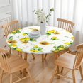 thumbnail image 3 of Sunflower Design Round Tablecloth with Elastic Edge, Soft Waterproof Polyester Cover, Fits 44-52 Inch, 3 of 7
