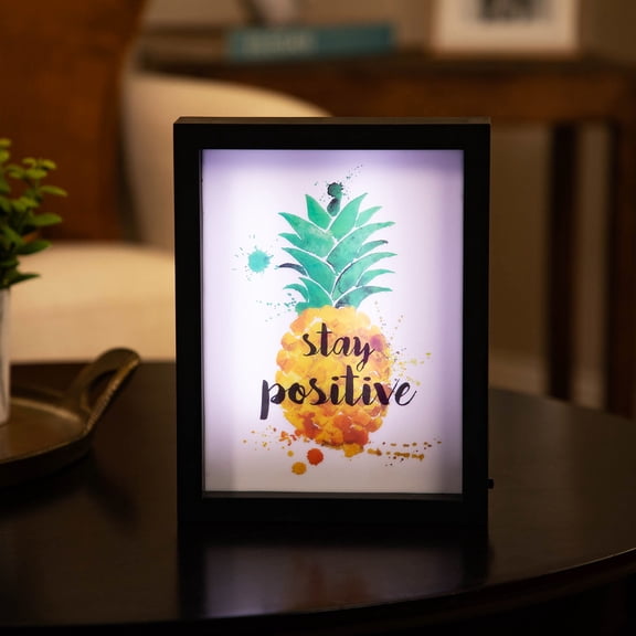 Northlight LED Lighted Stay Positive Pineapple Framed Wall Sign - 9"x 7"