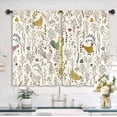 thumbnail image 2 of Rooster Chicken Leaves Kitchen Curtains 27.5W x 39L Inch Plant Botanical Rustic Farmhouse Cottagecore Rod Pocket Short Small Window Treatment Drapes Decor 2 Panels, 2 of 6
