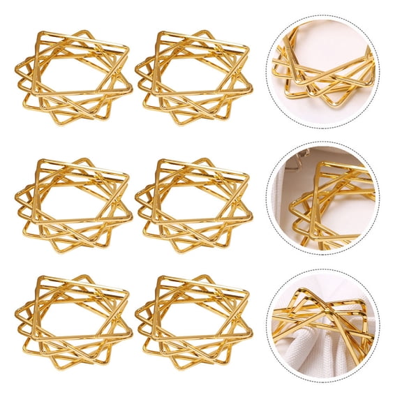 DEMACRIO 6Pcs Metal Napkin Rings Golden Alloy Star Style for Restaurant and Holiday Parties