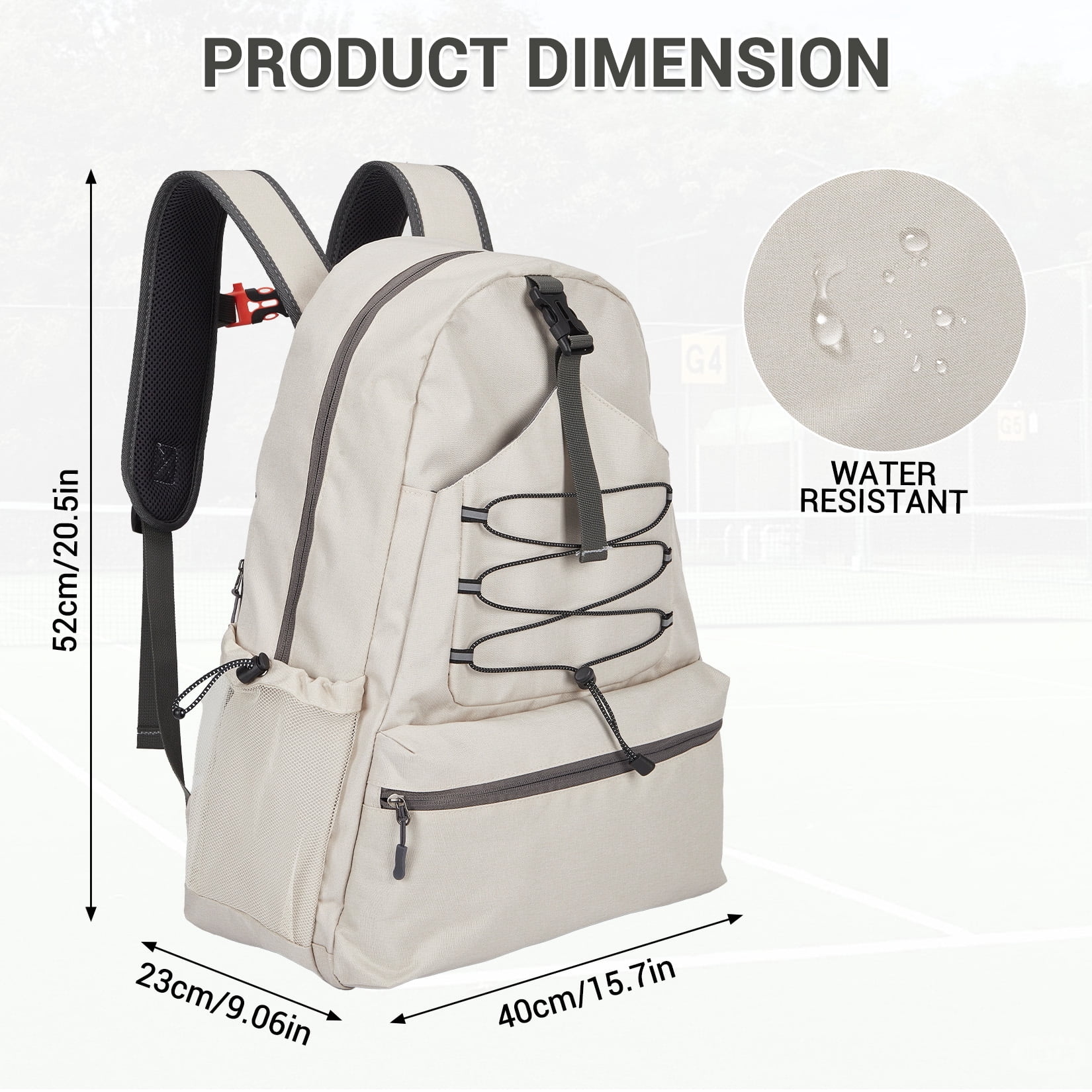 High-quality Tennis Backpack for 2 Rackets – Large Capacity Water-Resistant Bag with Ventilated Shoe Compartment, Multiple Pockets, Fence Hook – For Men & Women