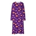 thumbnail image 6 of Women's Long Sleeve Casual Maxi Dress Spooky Skull Pumpkin Graphic Print Crewneck Flowy Fall Dresses Halloween Party Festival Costumes Everyday Apparel, 6 of 8