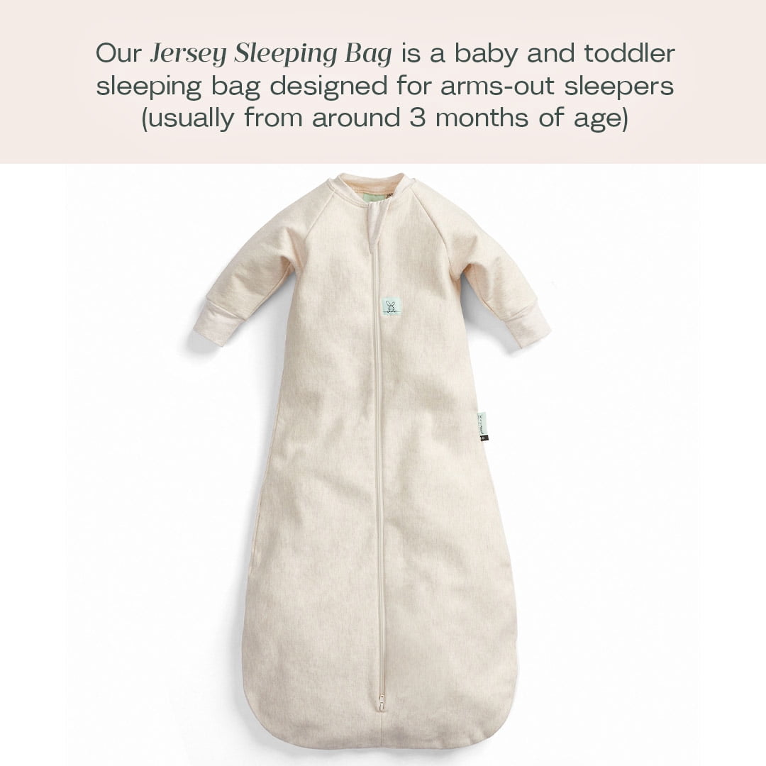 ergoPouch 1.0 Tog Jersey Sleeping Bag - Organic Cotton Baby Sleeping Bag, Made of Soft & Breathable Material for Peaceful Night's Sleep – Baby Wearable Blanket (Oatmeal Marle, 3-12 months)