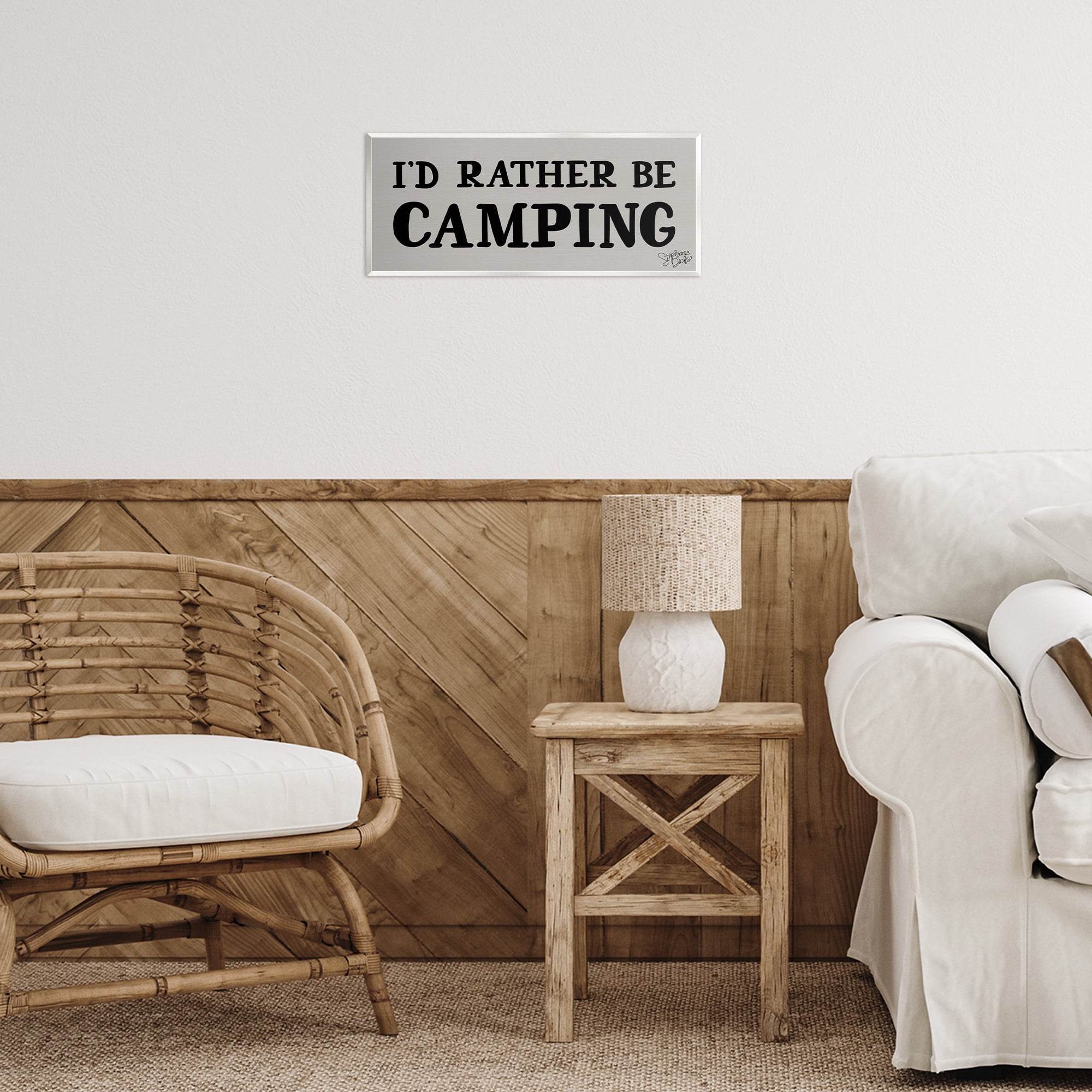 Stupell Industries Rather Be Camping Text & Numbers Painting Unframed Art Print Wall Art, 17 x 7