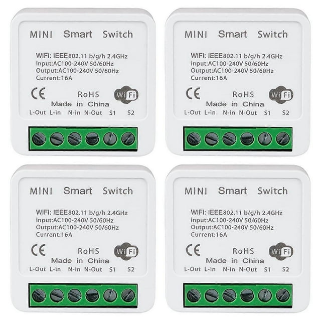 4PCS WiFi Smart Switch Light Switch, APP Remote Control, 2 Way 16A