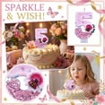 thumbnail image 5 of Floral Cake Topper, Spring Birthday Decor, Pink Glitter Number 5 Birthday Candle With Flower & Ladybug Figurine, Cake Topper for Garden Birthday Party Decorations, Flower K Number 5, 5 of 5